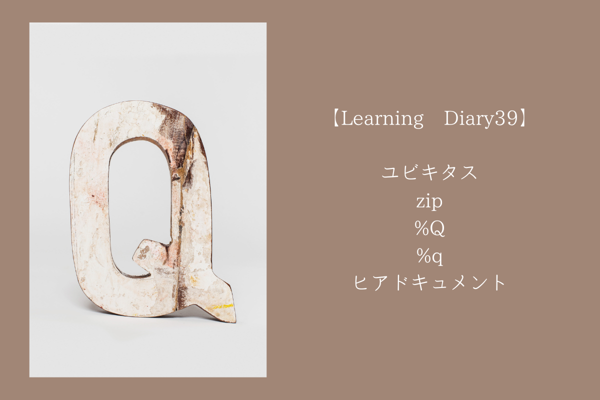 【Learning Diary39】ユビキタス/zip/%Q /%q/ヒアドキュメント