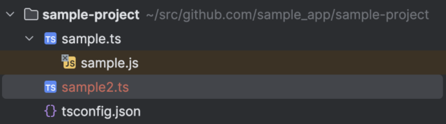 sample2.tsを同ディレクトリ内に作成